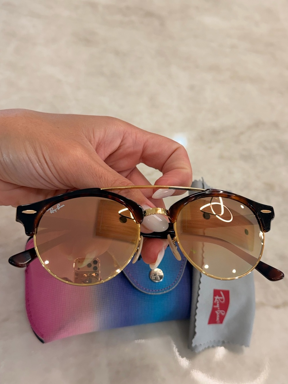 Ray-Ban Clubmaster Sunglasses in Tortoise and Black with Brown Lenses